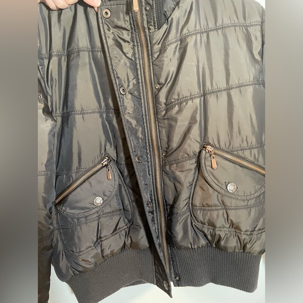Giacca Winter Puffer Coat Jacket Size Large Goldish Brown Color No Hood Y2K - Picture 5 of 12